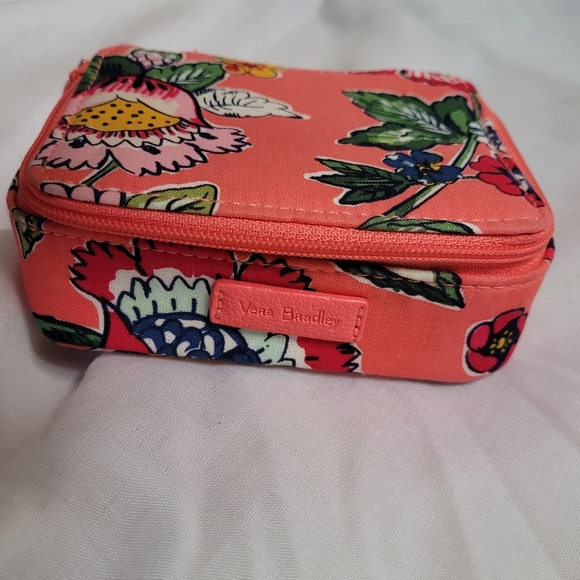 Vera Bradley Coral Floral mini jewlery case/ zip wallet/ pill case - Picture 9 of 13